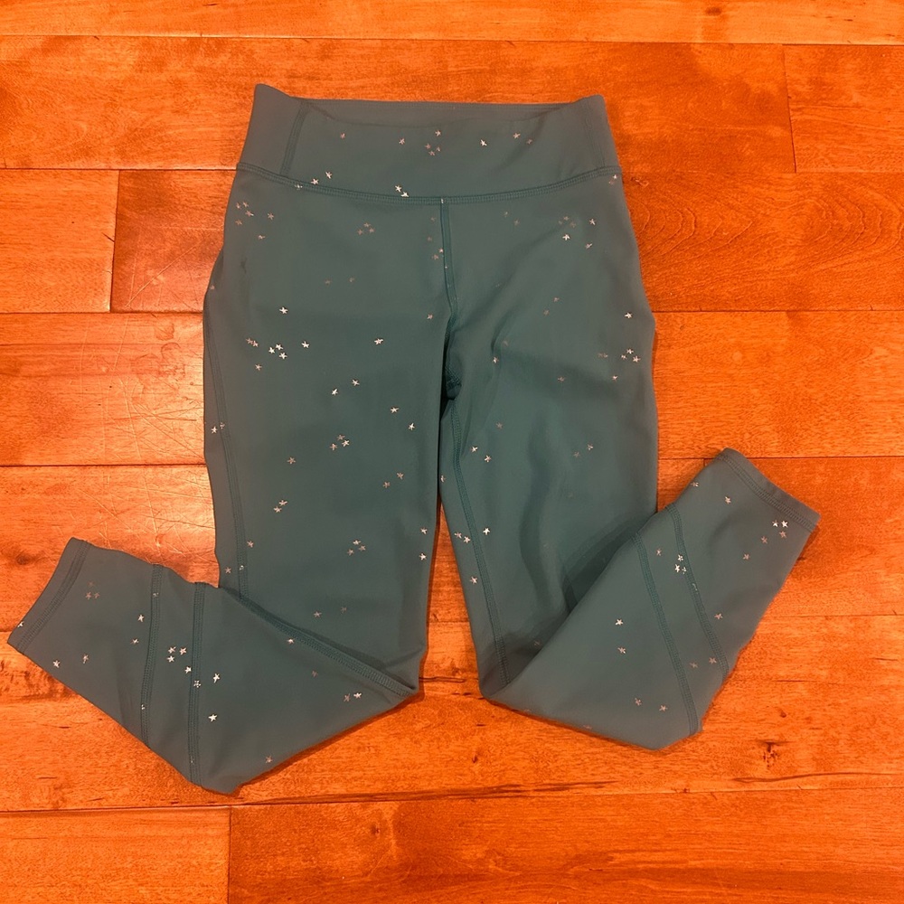 All in Motion Girls Blue/Green Star Leggings with Wide Waistband SZ Large 10/12